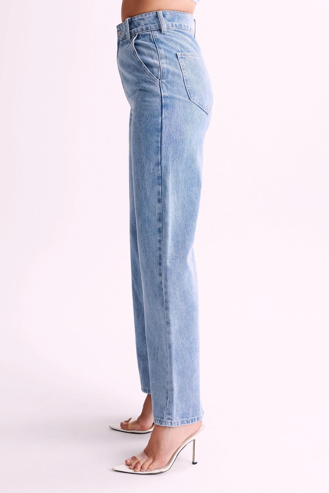 Roxy Wide Leg High Waist Denim Jeans - Mid Blue #9