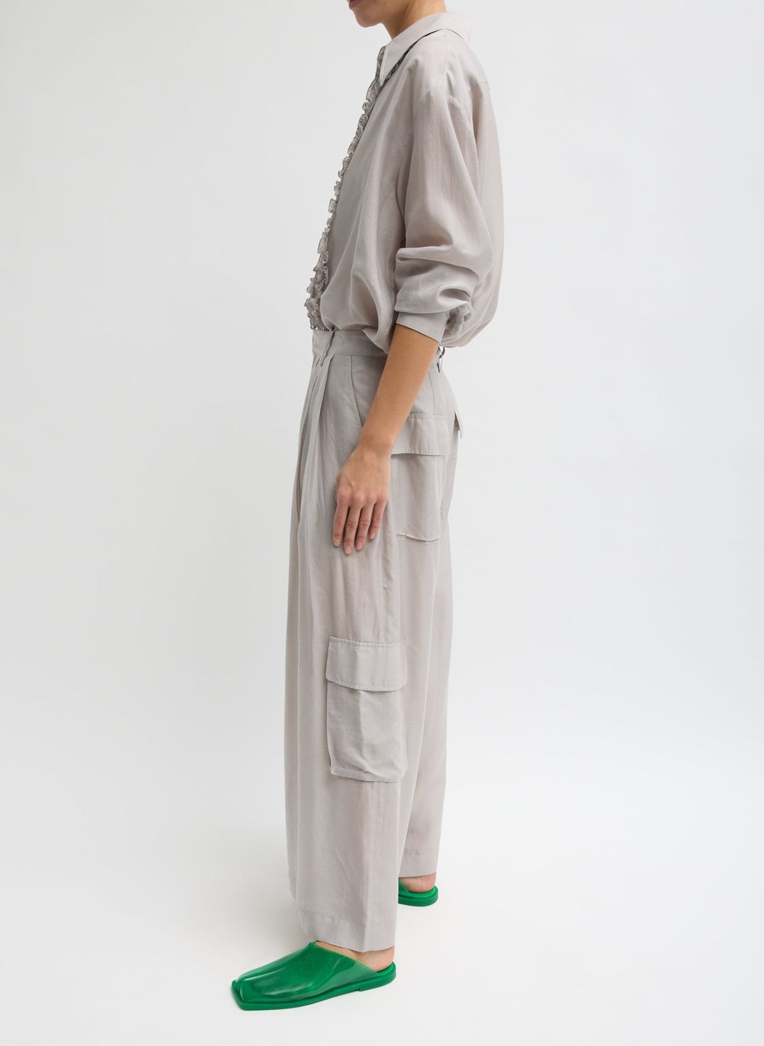 Silk Voile Cargo Triple Pleat Pant #3