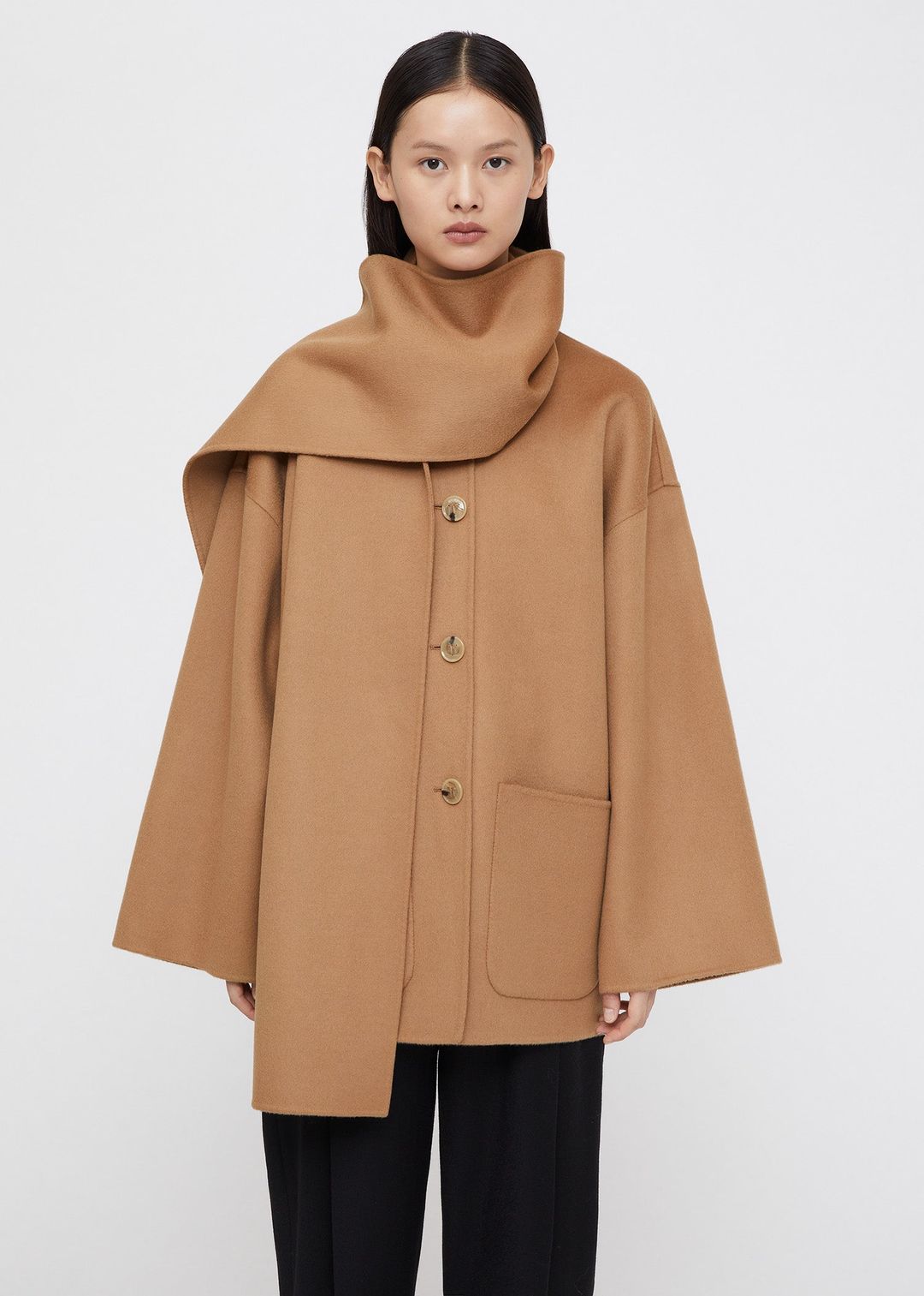 doublé scarf jacket camel