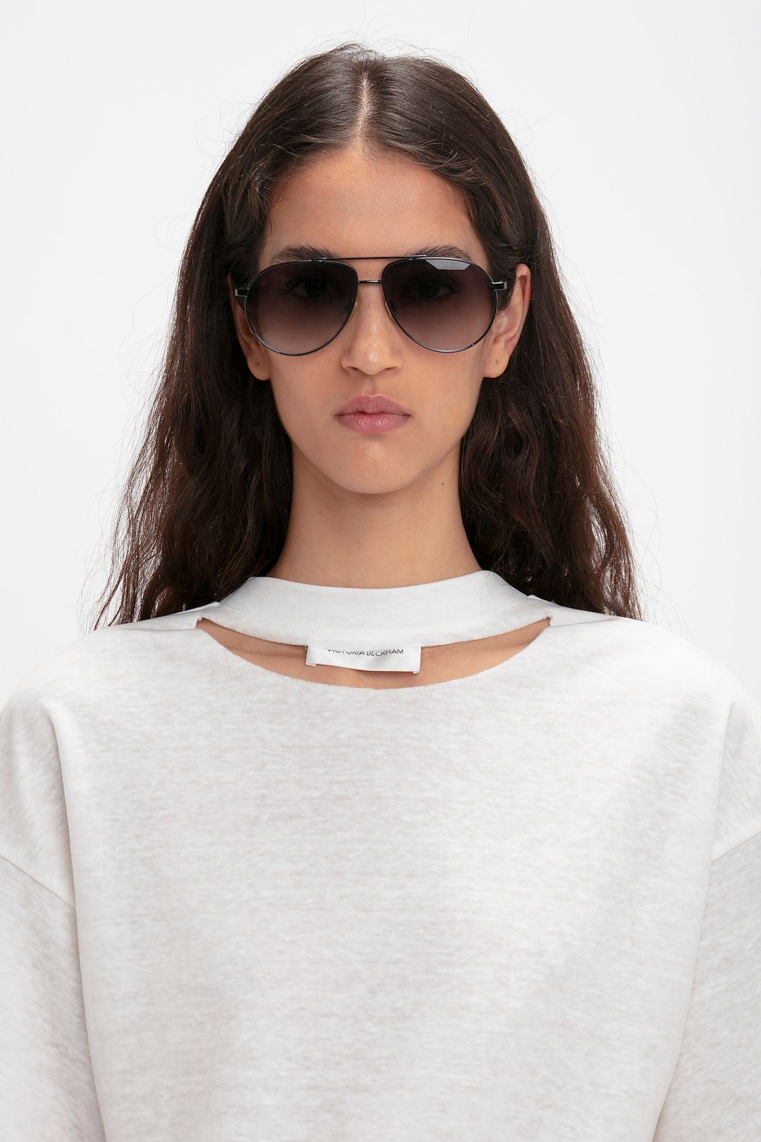 V Metal Pilot Sunglasses In Grey Gradient #3