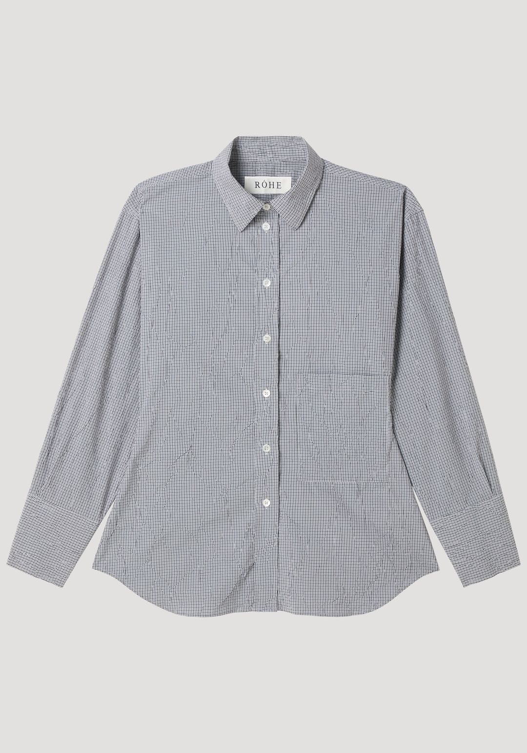 Crushed checked shaped shirt | mini grey check #6