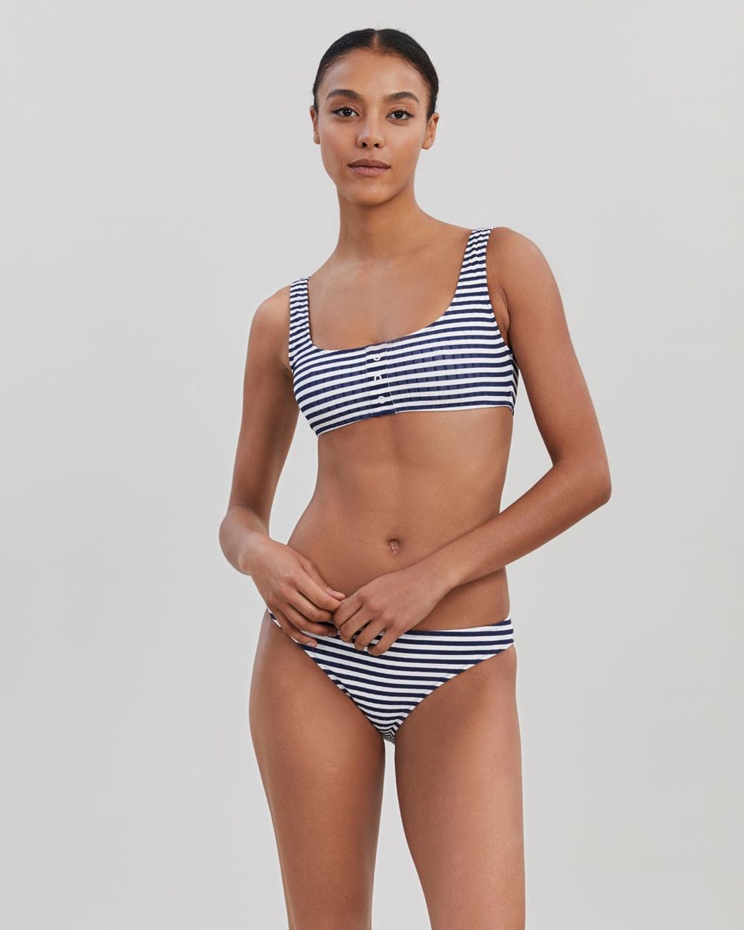 The Elle Ribbed Button Bikini Top