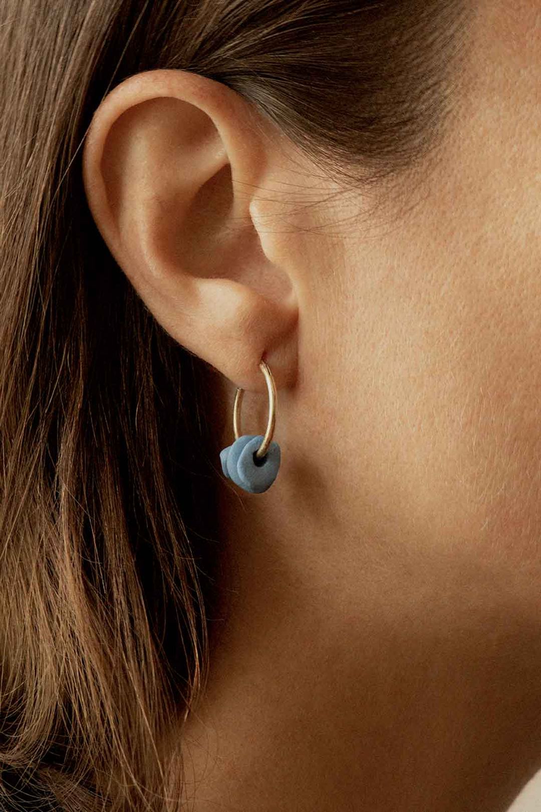 The Remains of a Dream - Blue Ceramic and Gold Vermeil Earrings