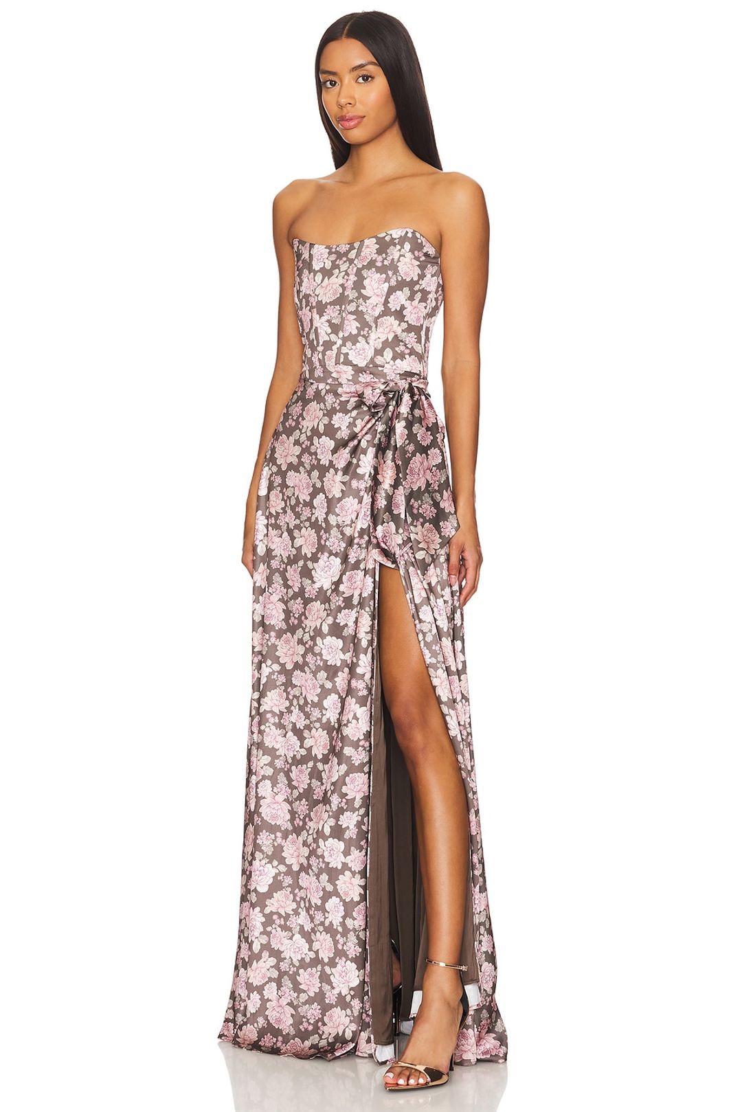 Cecilia Dress in Chocolate Peony Print