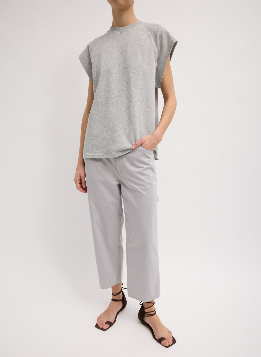 Garment Dyed Silky Cotton Cropped Slouchy Cargo Jean #3