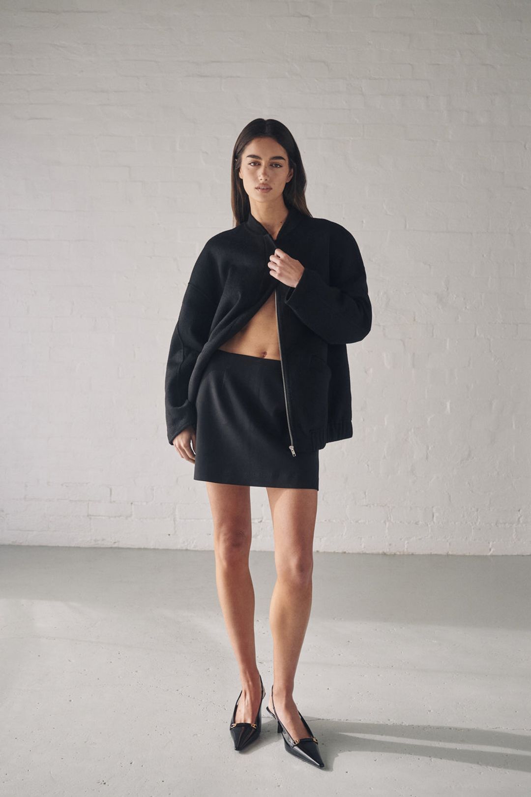 JERI BLACK WOOL BOMBER JACKET #7