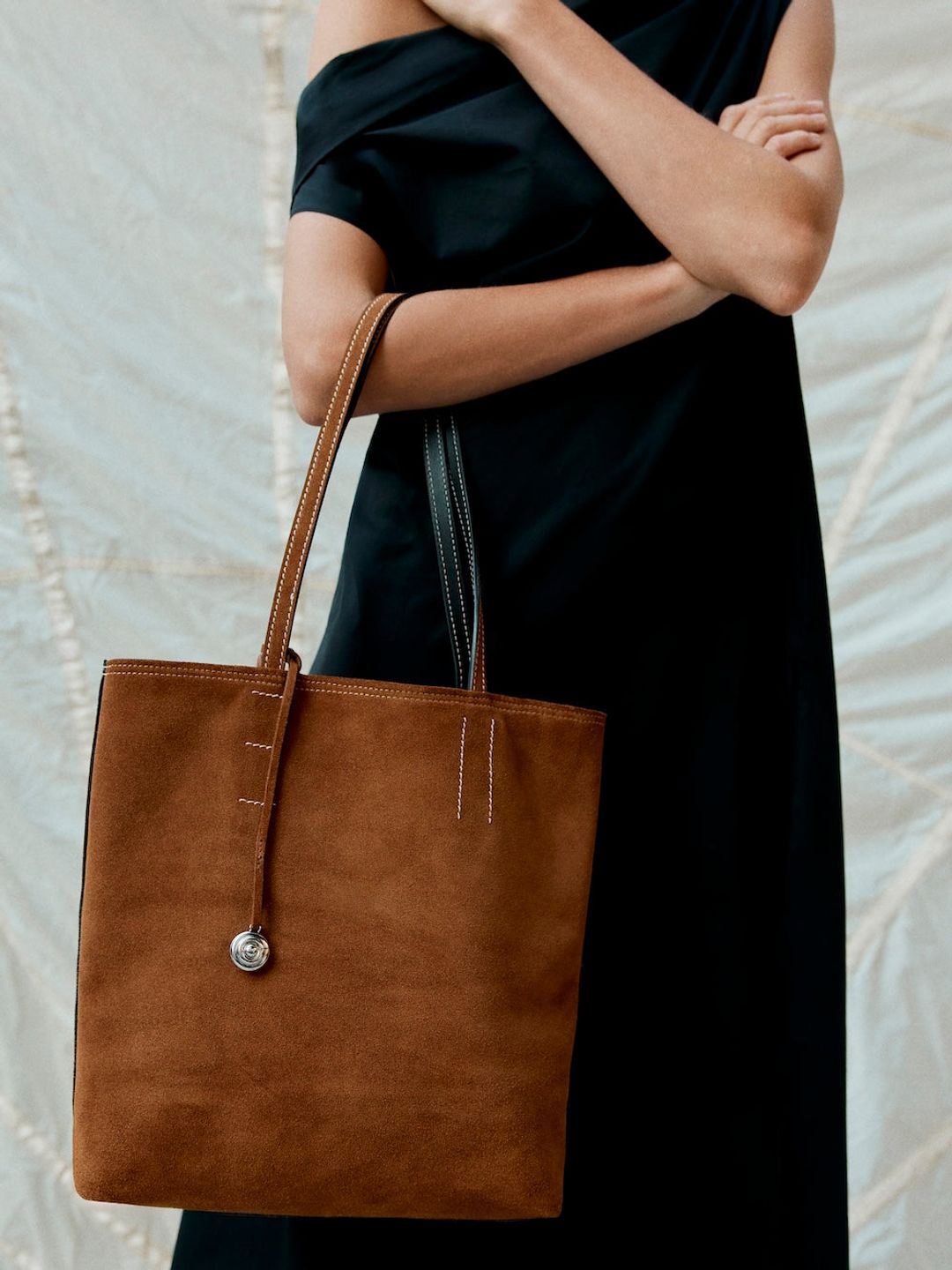 Paper Tote Saddle Brown Suede