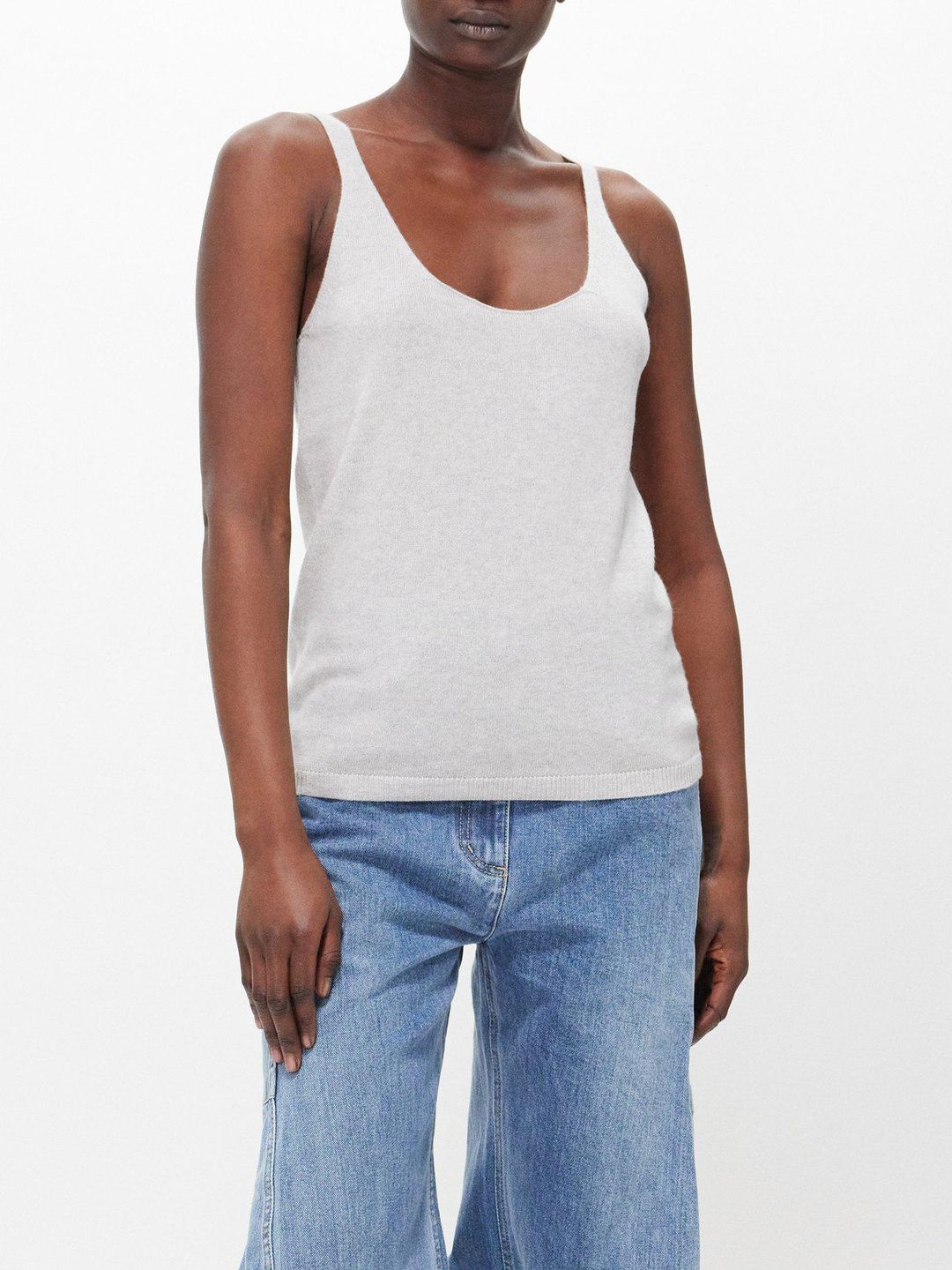 Scoop-neck wool-blend tank top