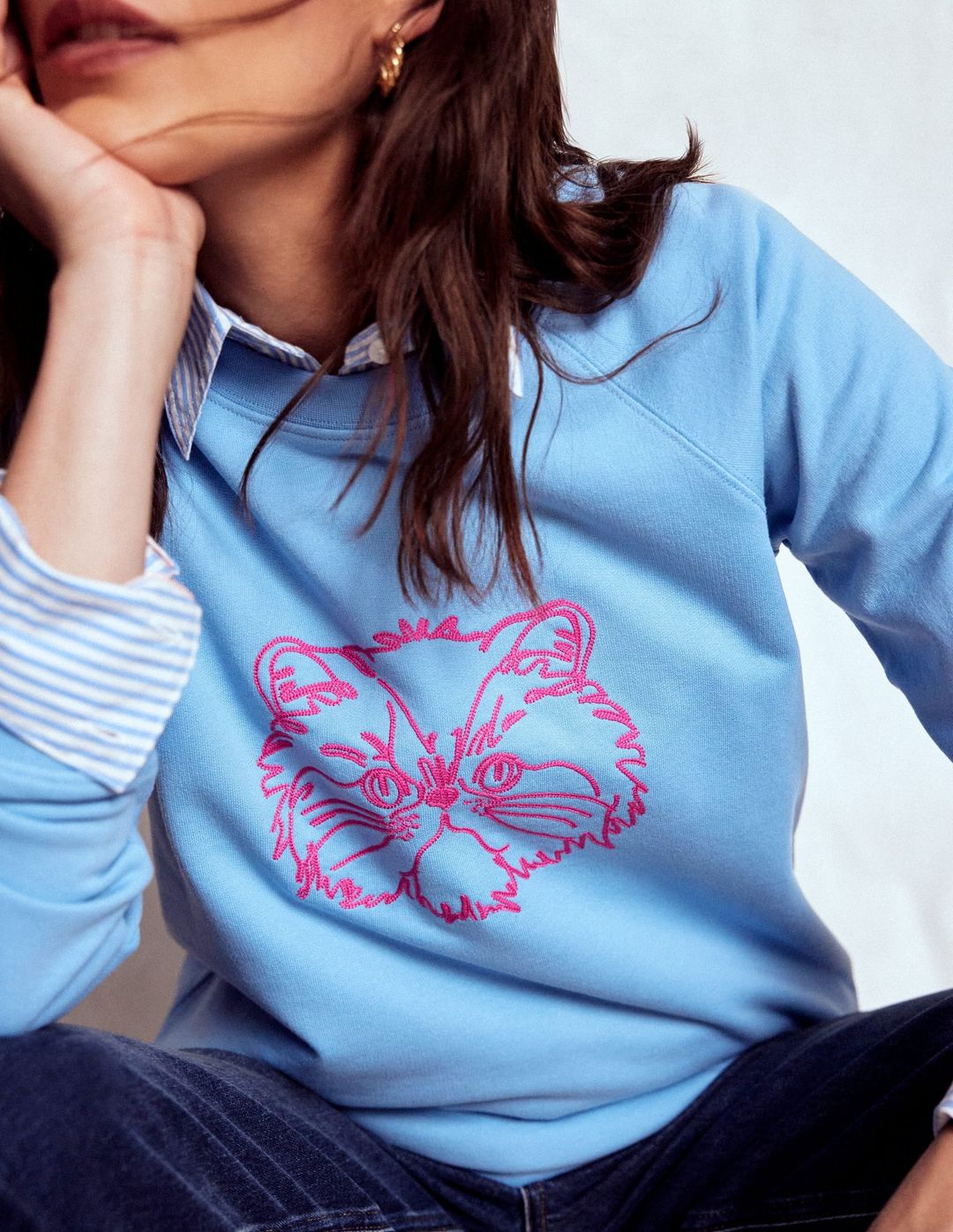 Rosa Embroidered Sweatshirt-Grumpy Cat