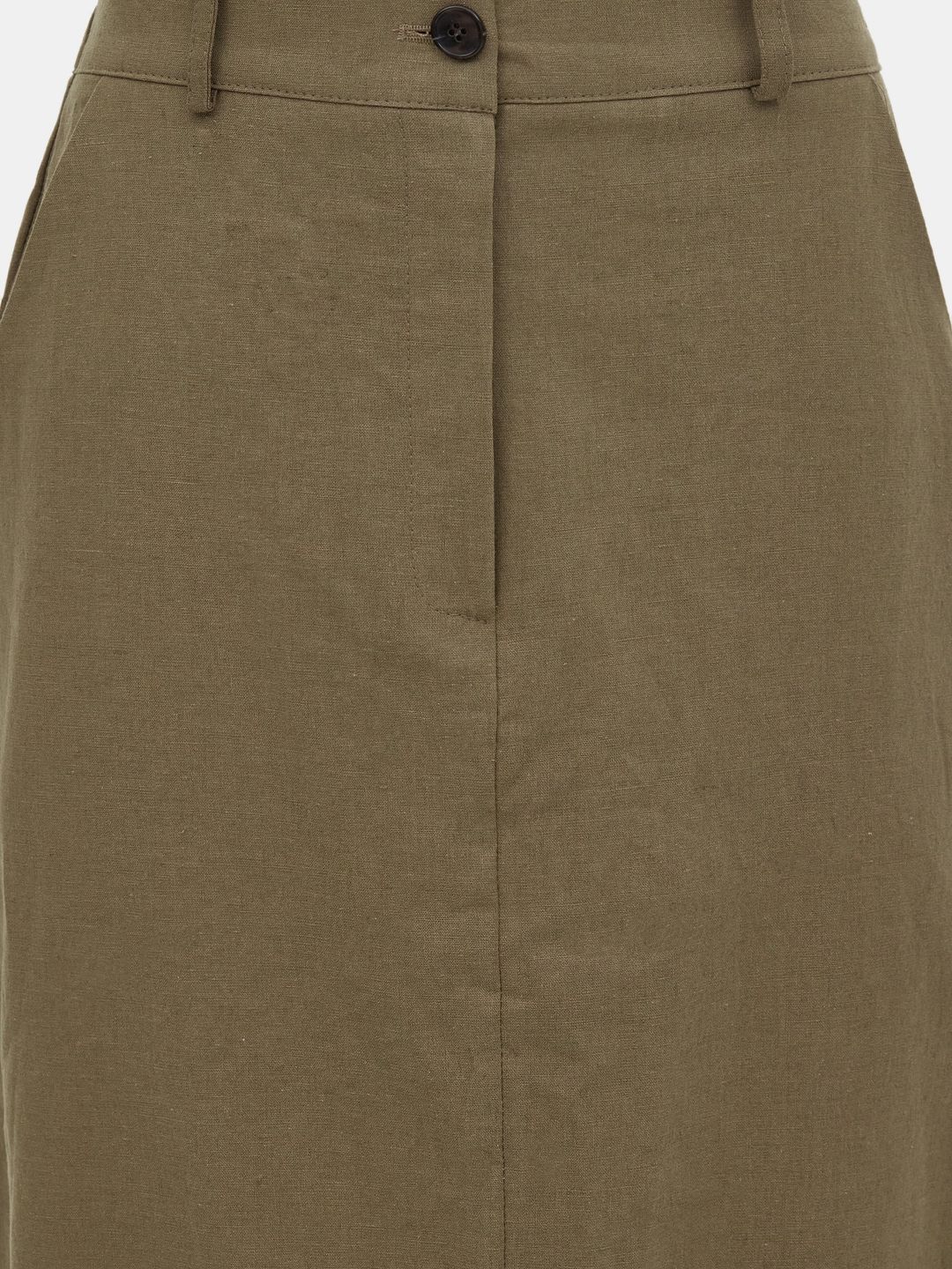 Straight Linen Skirt, Beige