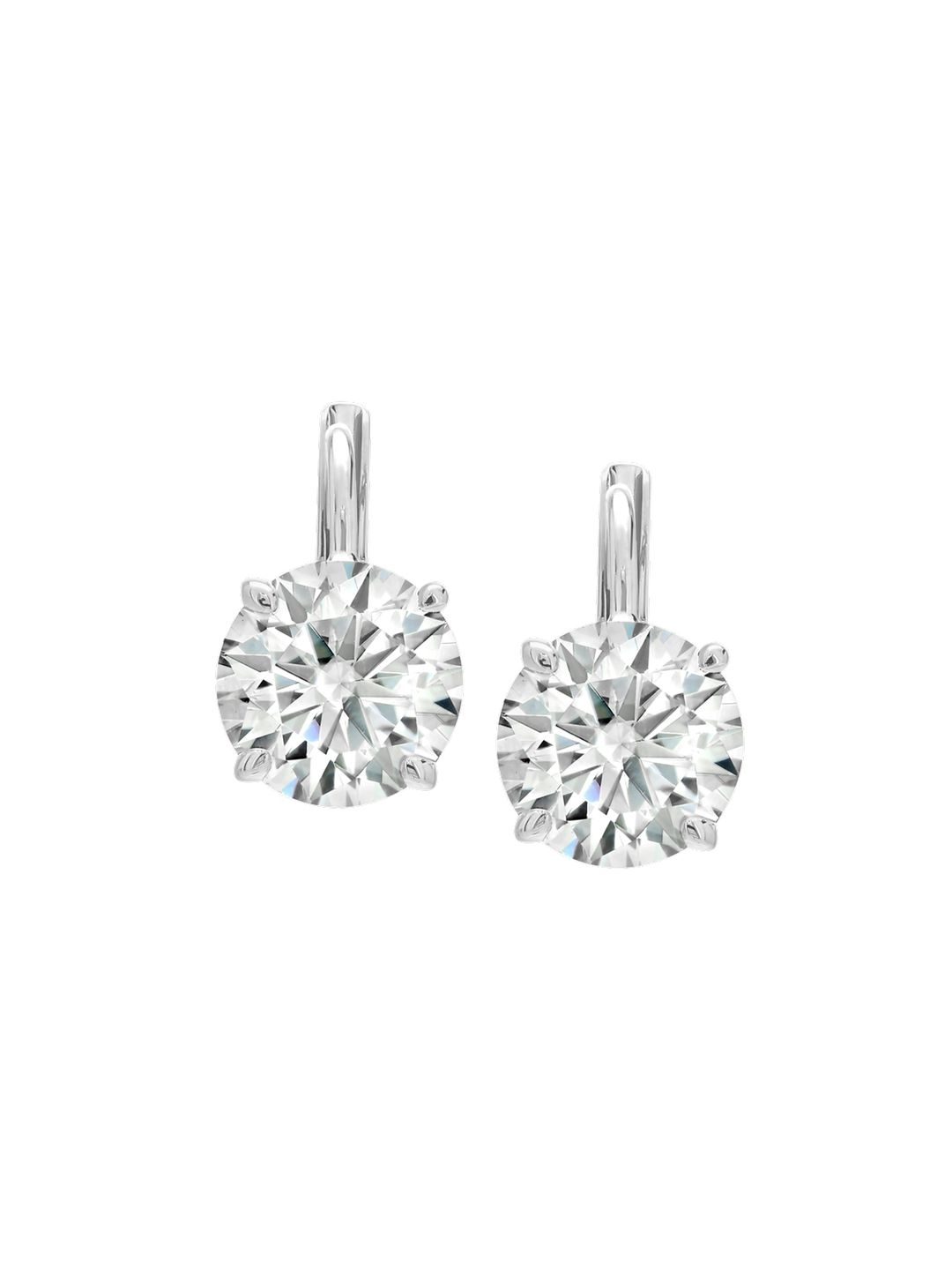 ALIENOR ROUND-CUT LEVERBACK EARRINGS, STERLING SILVER