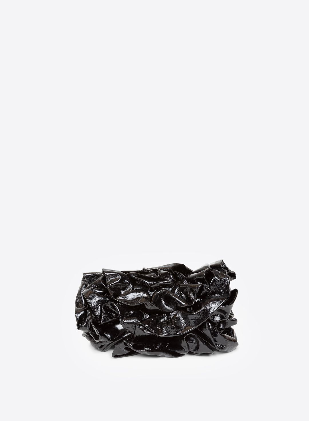 Leather ruffle bag