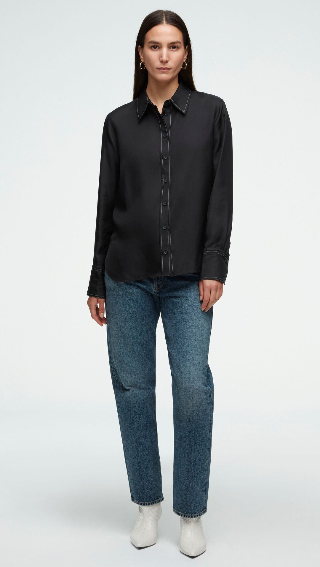 Slim Blouse in Silk Twill | Black #3