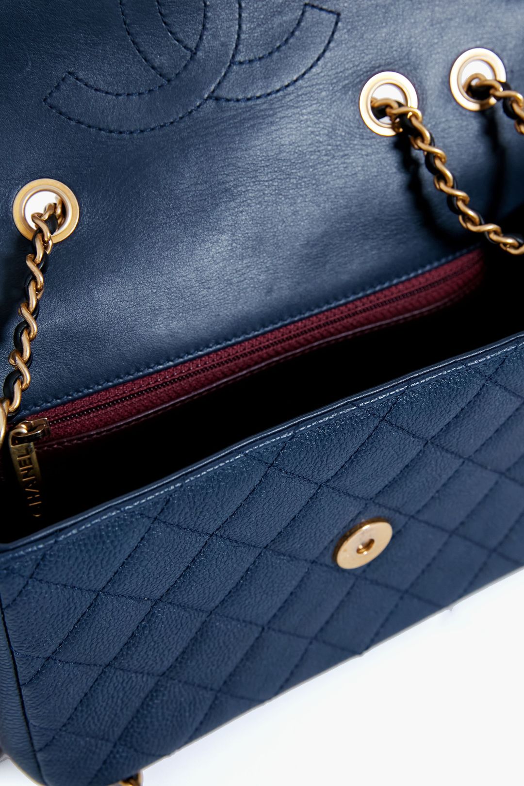 CHANEL Black and Navy Filigree Flap Shoulder Bag #6