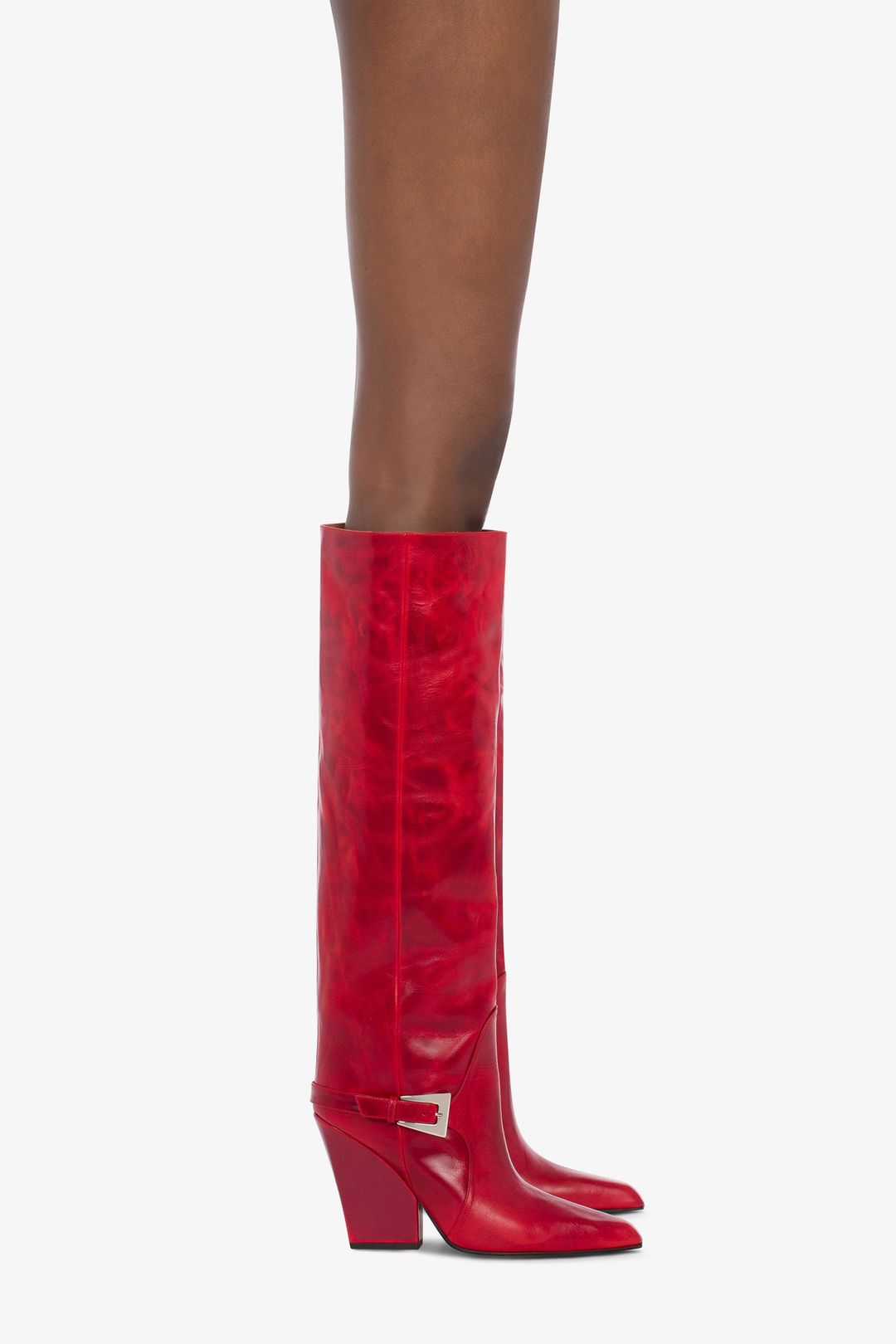 Tall, knee-high boots in shiny fiesta vintage leather #6