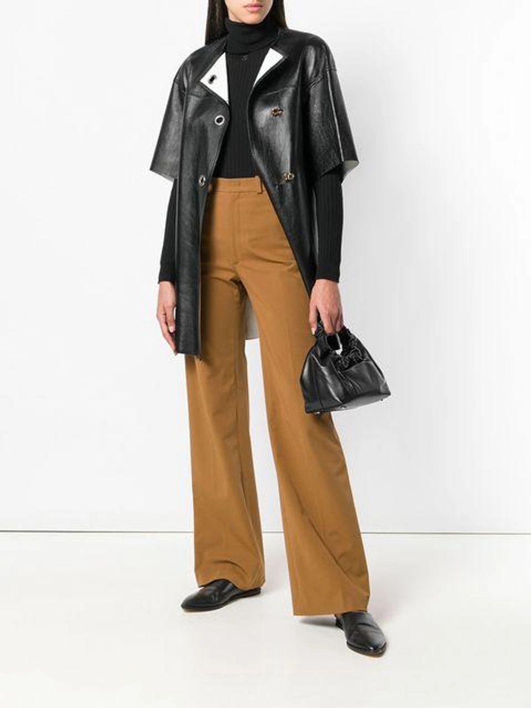 Double Circle Small Leather Bag In Black #9