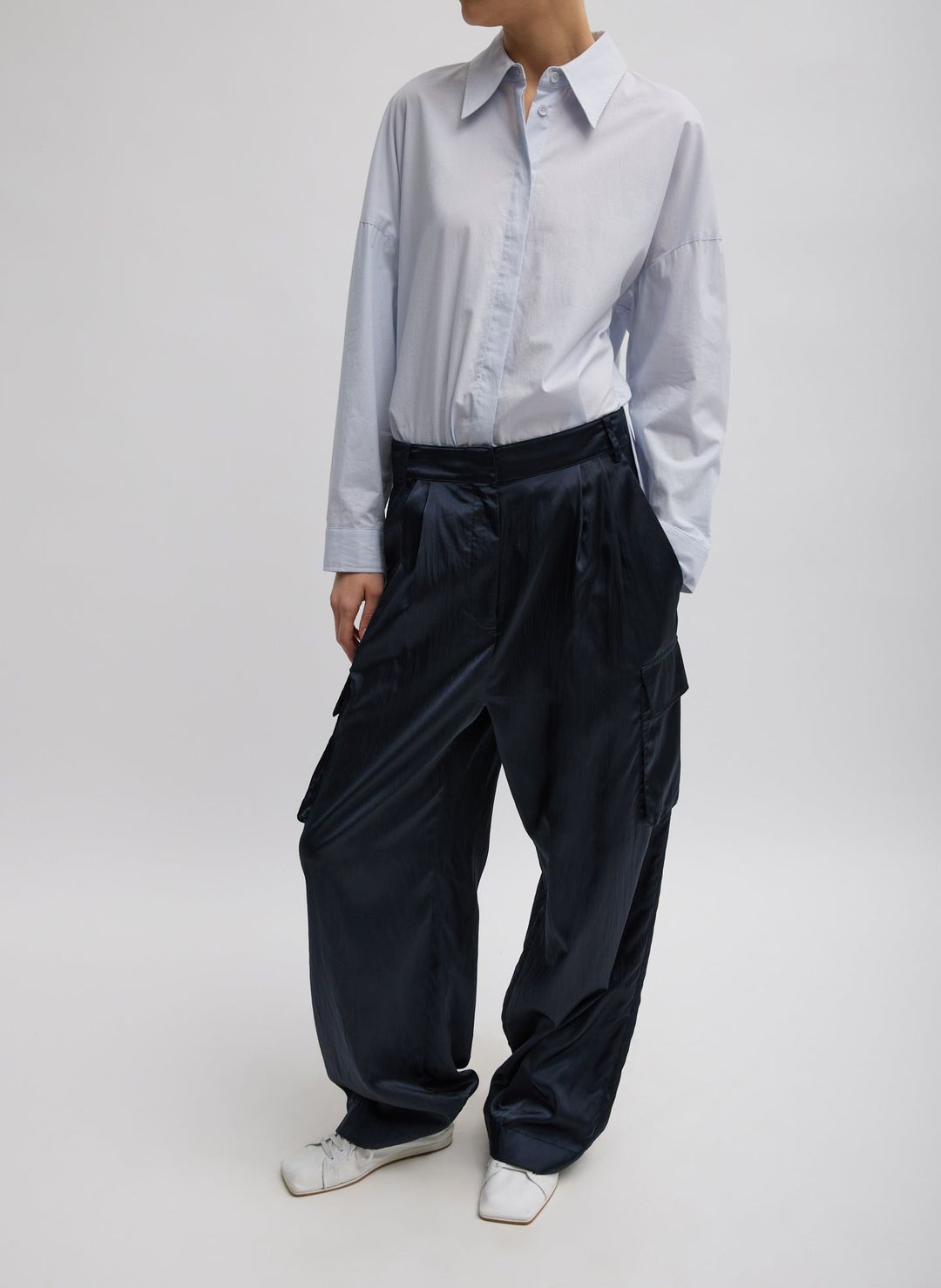 Shiny Nylon Pleated Stella Cargo Pant #6