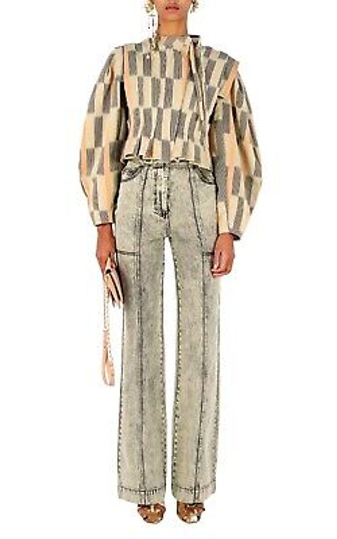 Womens Hiroki Gatheres Striped Cotton Zipper Blazer Jacket S 4 #6