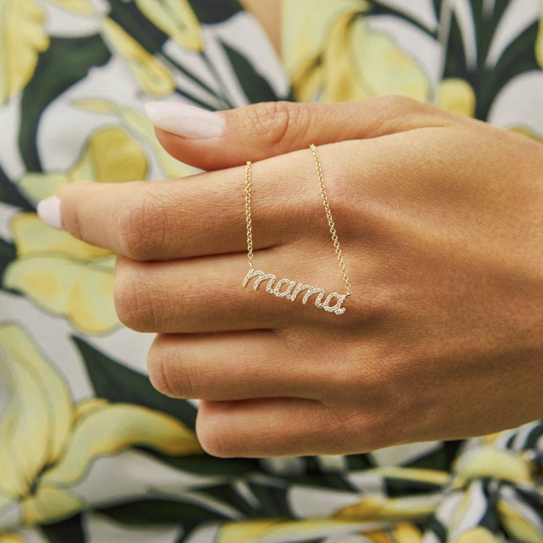 Diamond Script Mama Necklace #5