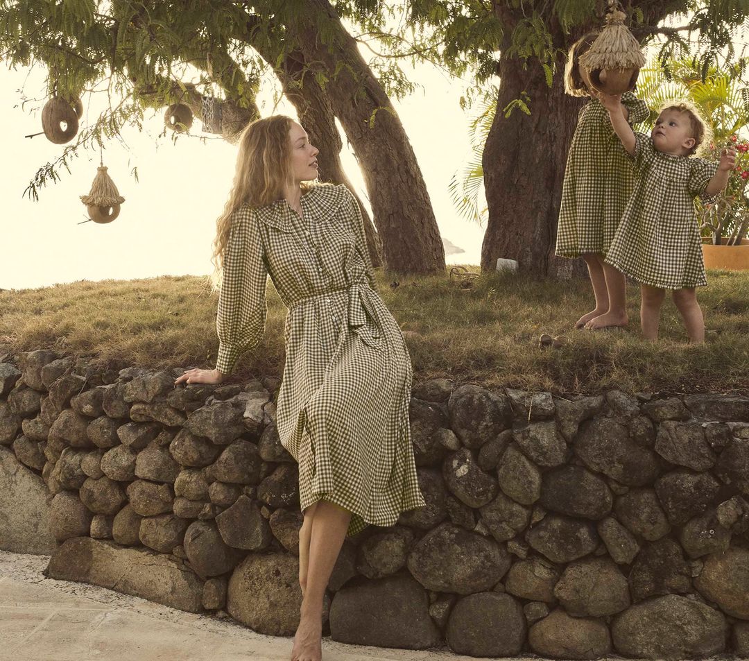 HMD -- PARIS DRESS -- OLIVE GINGHAM