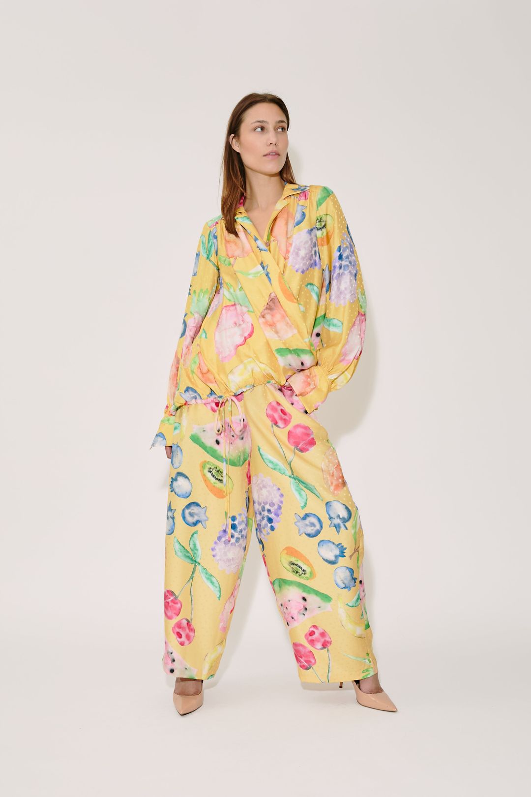Drawstring Top in Fruit Silk Jacquard #5