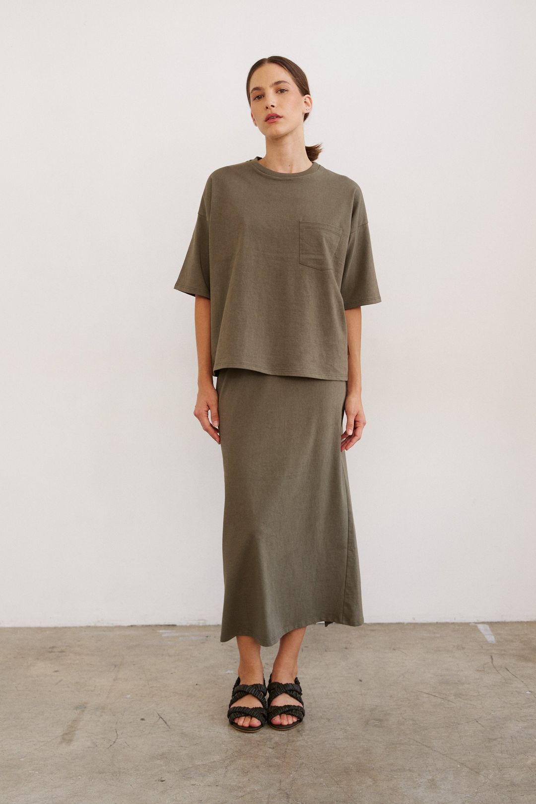 The Column Skirt in Olive #3