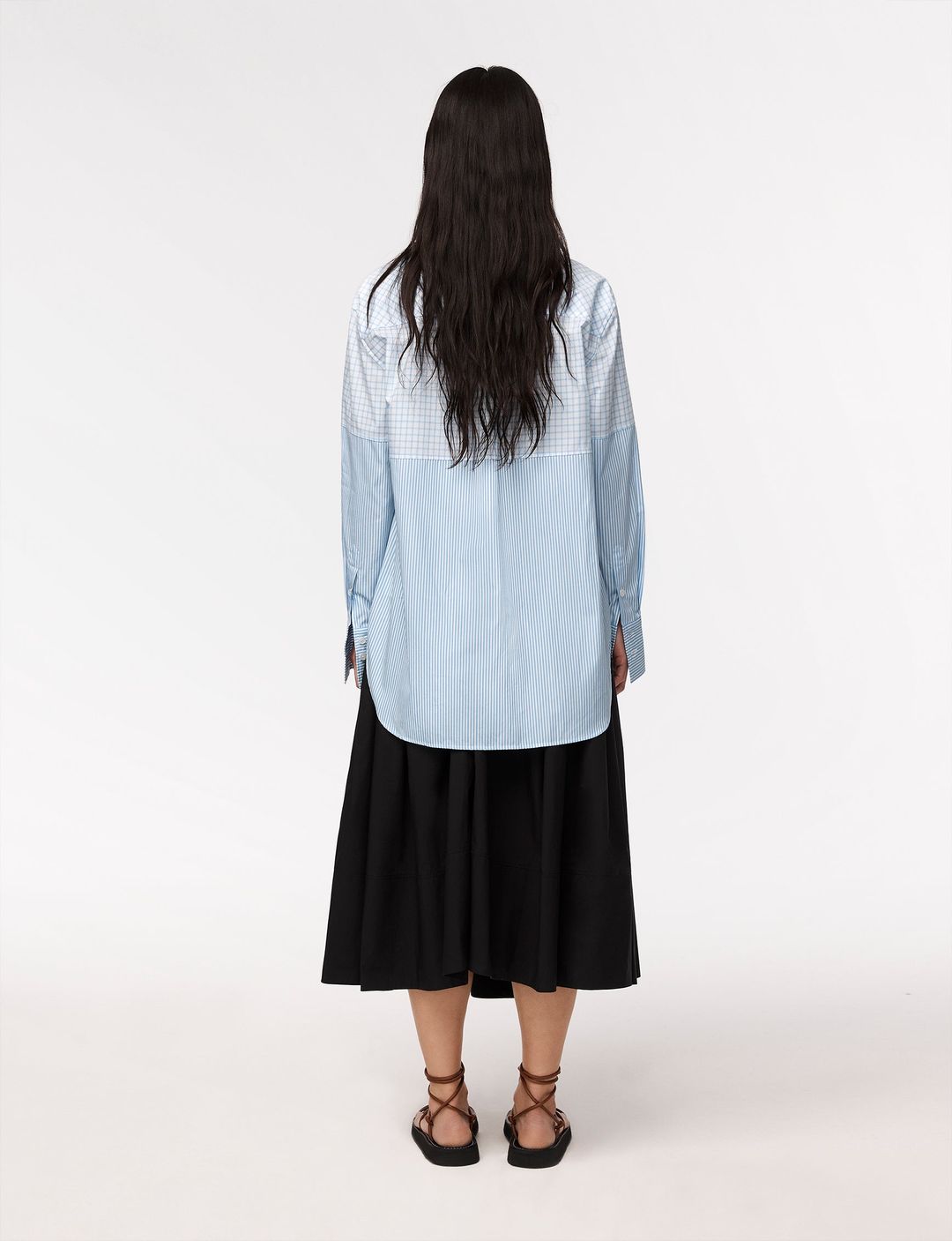 Pattern Oversized Men's Shirt | White/Blue #4