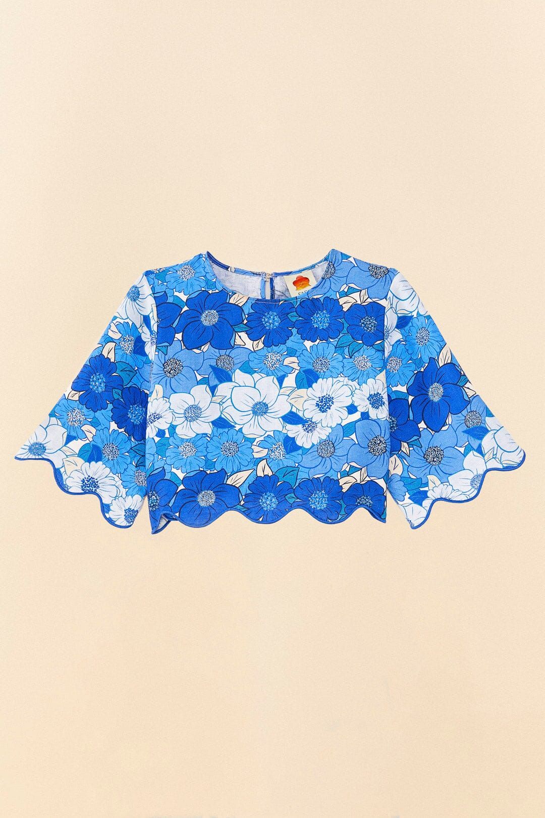 Blue Flower Stripes Crop Top #6