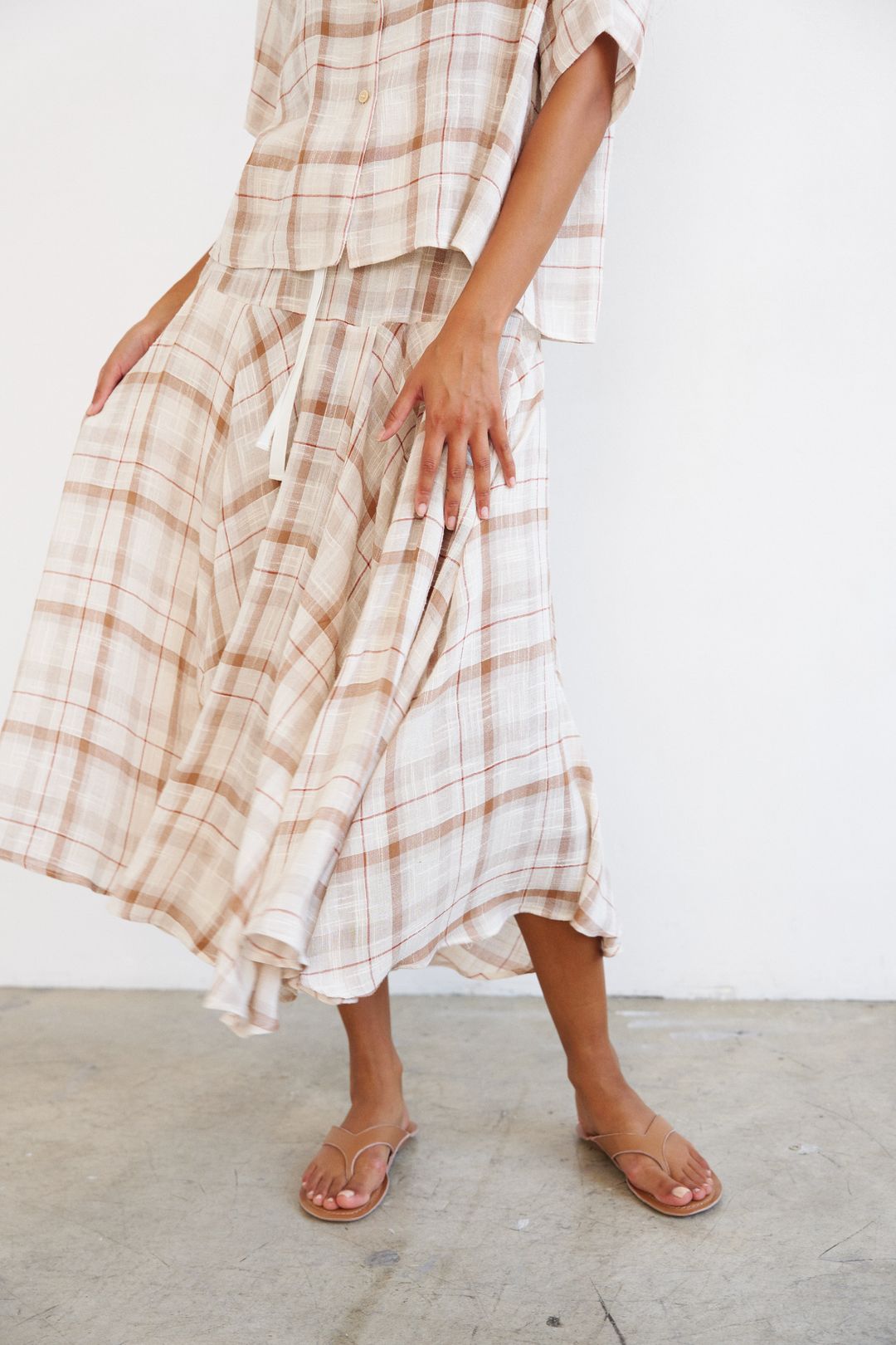 The Italian Summer Skirt in Natural Plaid #7