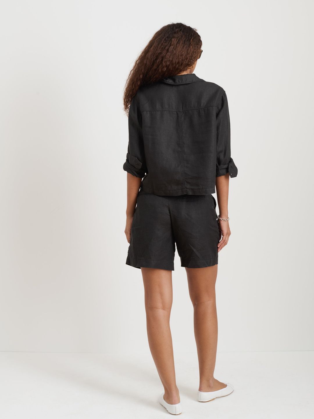 Cropped Work Jacket In Linen #5