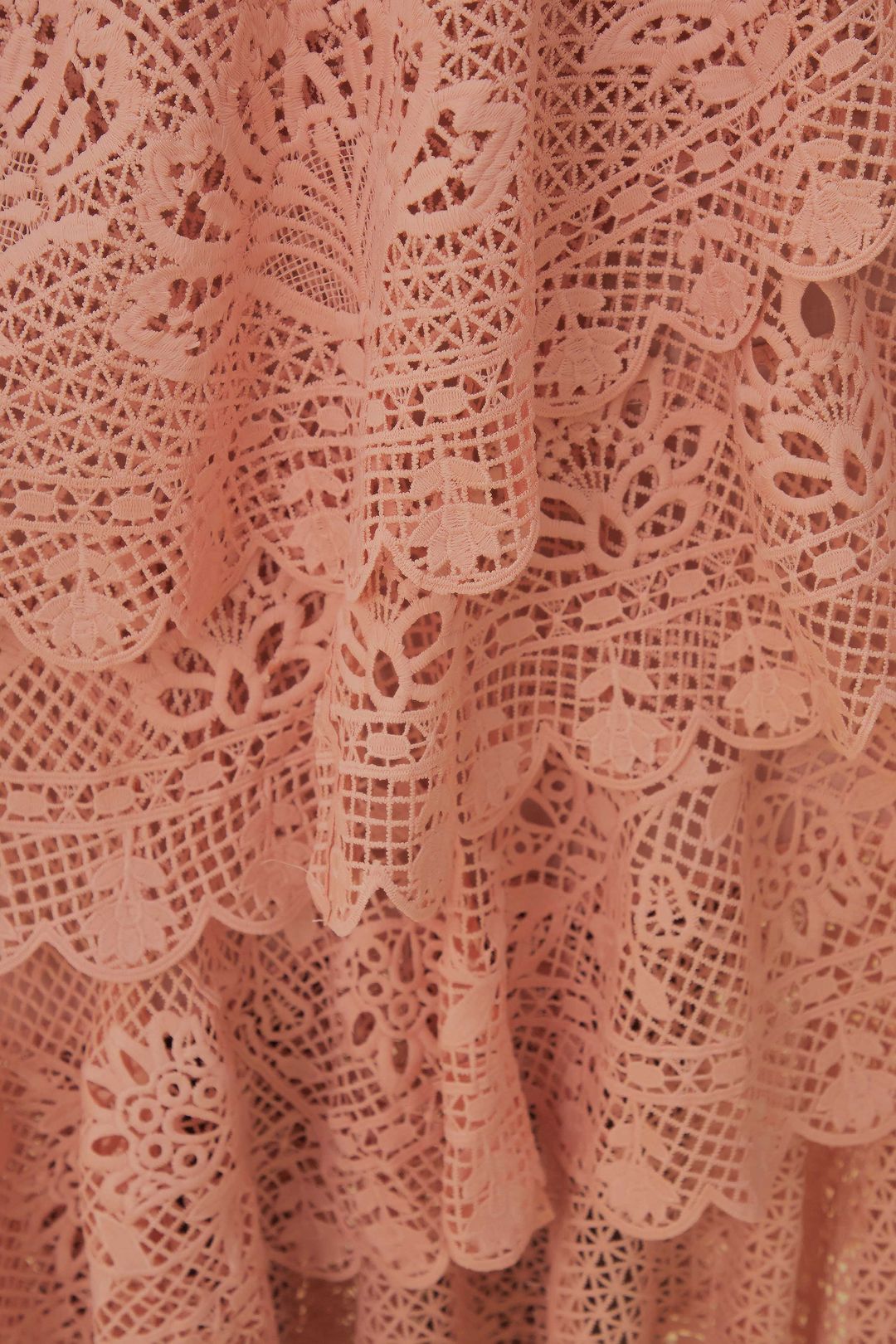 Light Pink Guipure Layered Maxi Skirt #5