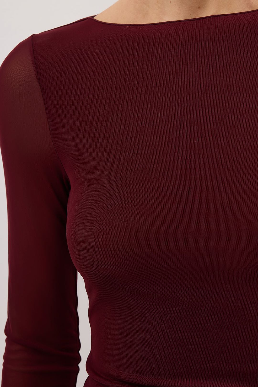 NYRA WINE LONG SLEEVE MESH TOP #5