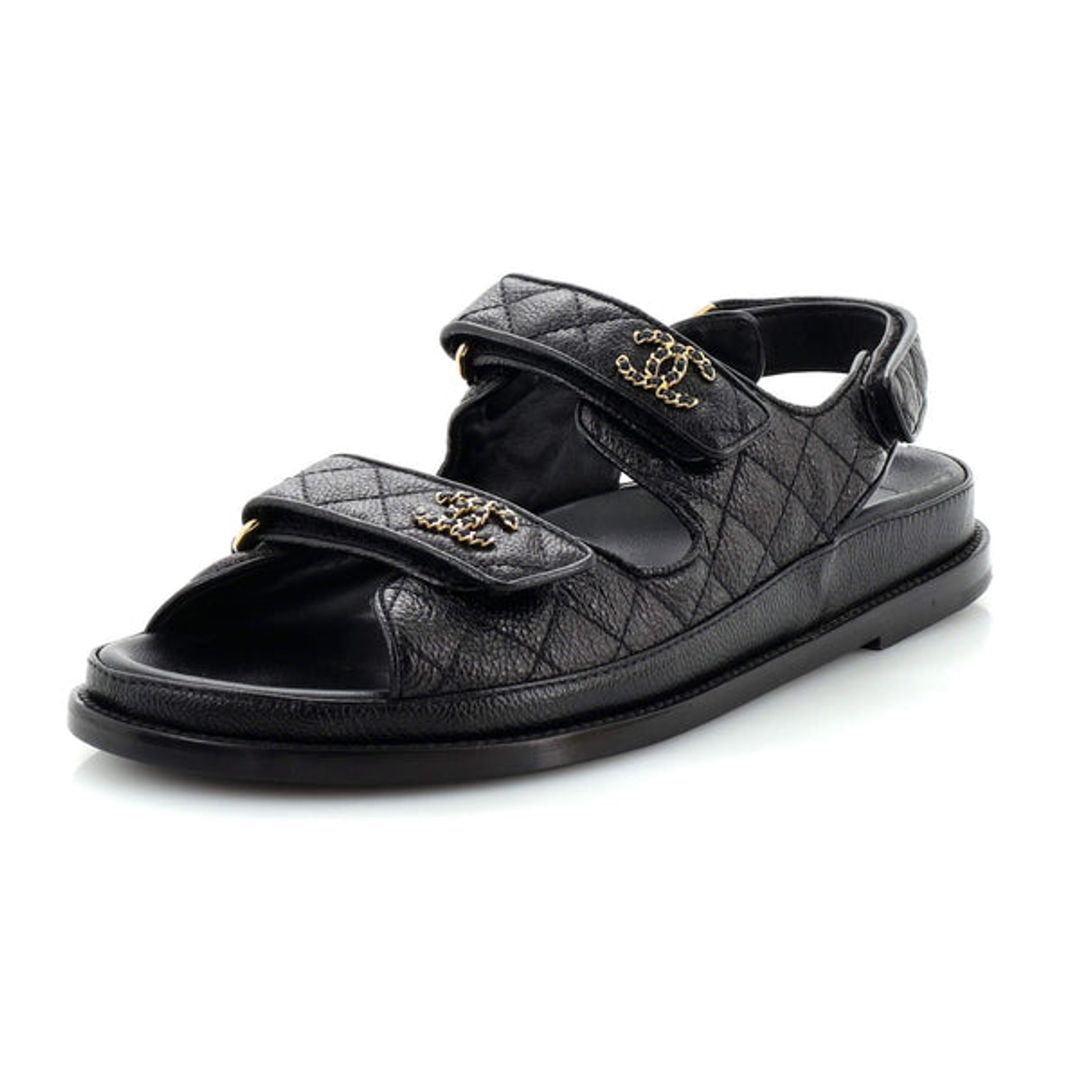 Women's Velcro Dad Sandals Quilted Leather #2