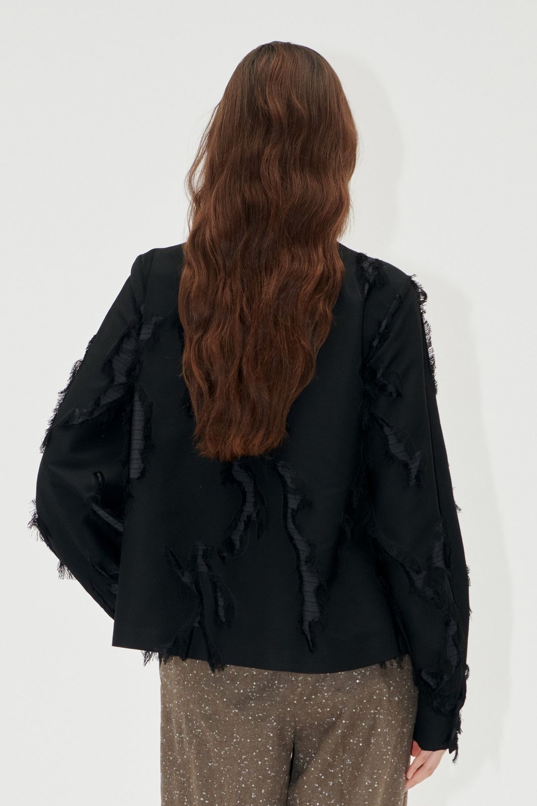 V Neck Long Sleeve Top - Jet Black #4