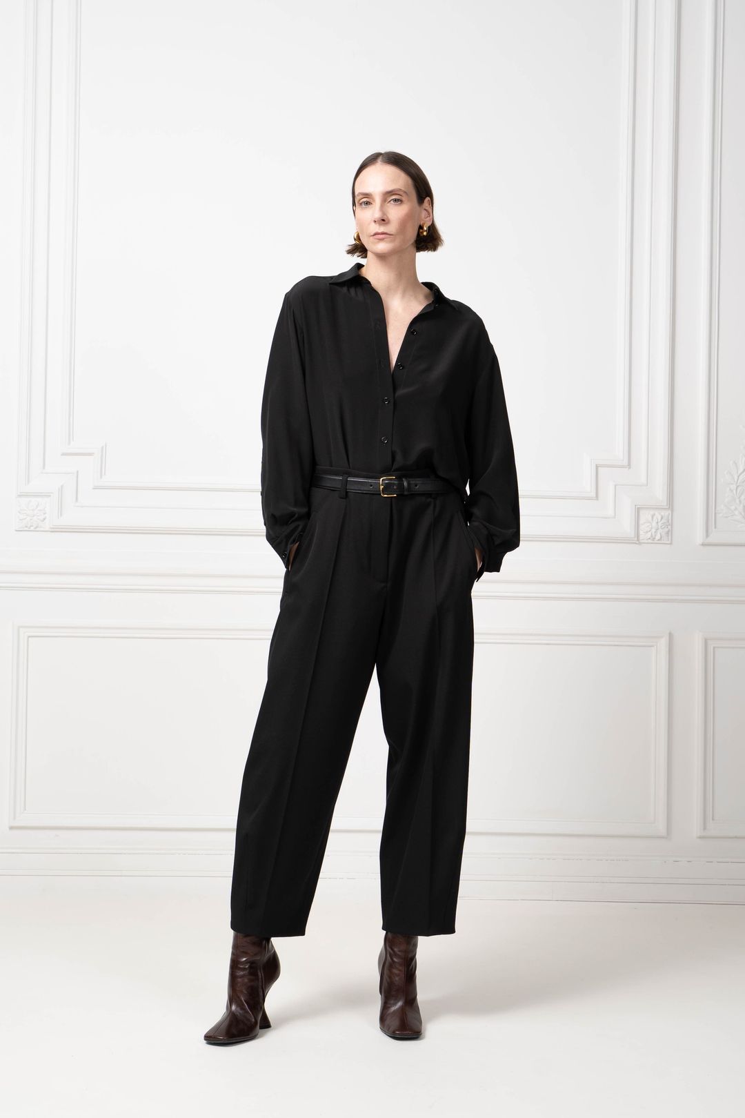 Wool Bias Shirt | Black