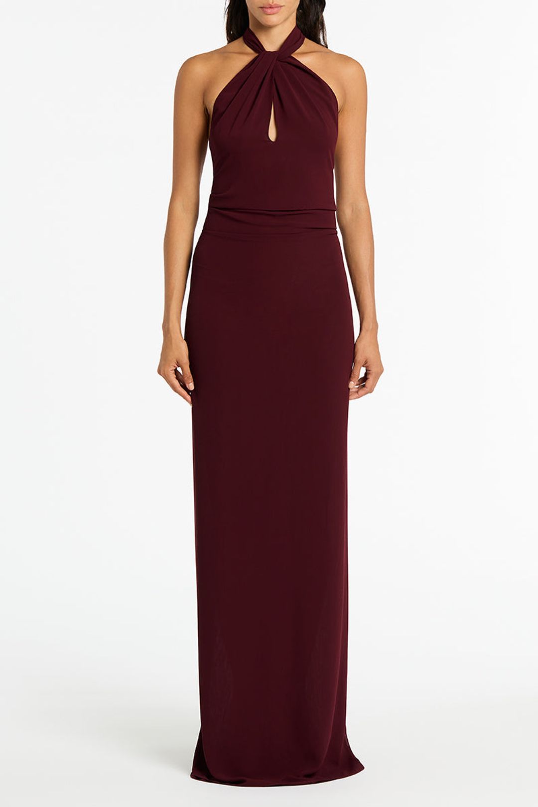 MERLOT GEORGETTE BACKLESS GOWN