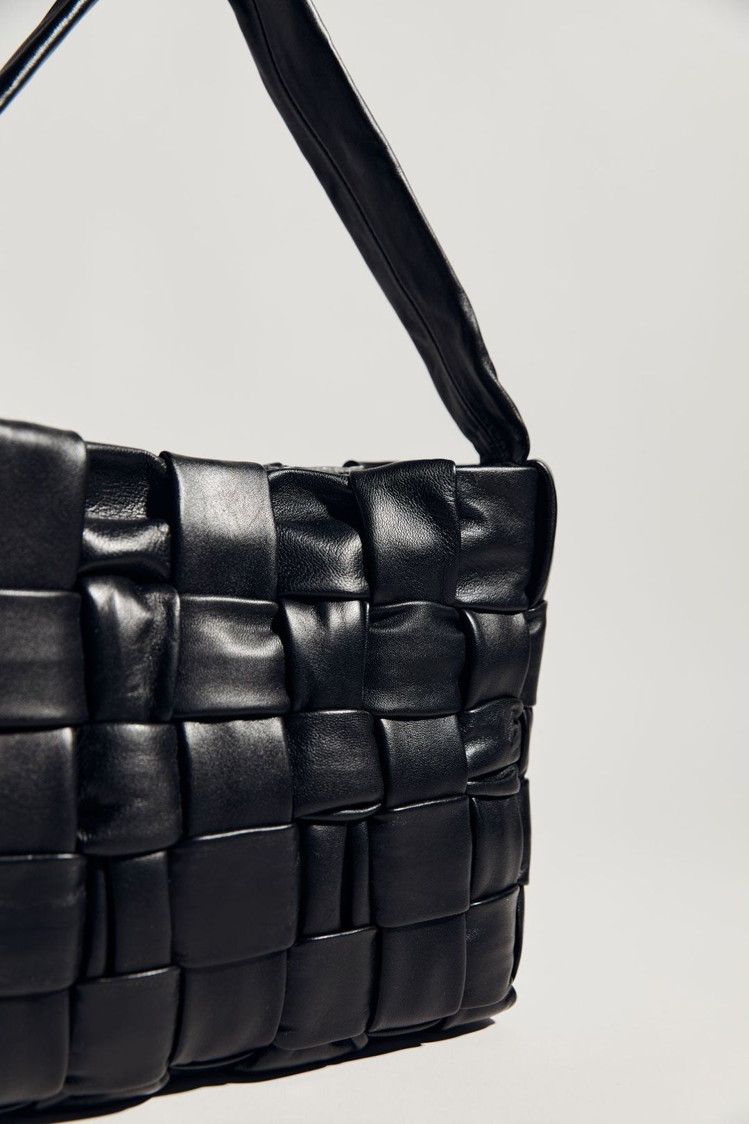 Textured Mini Woven Tote - Black #3