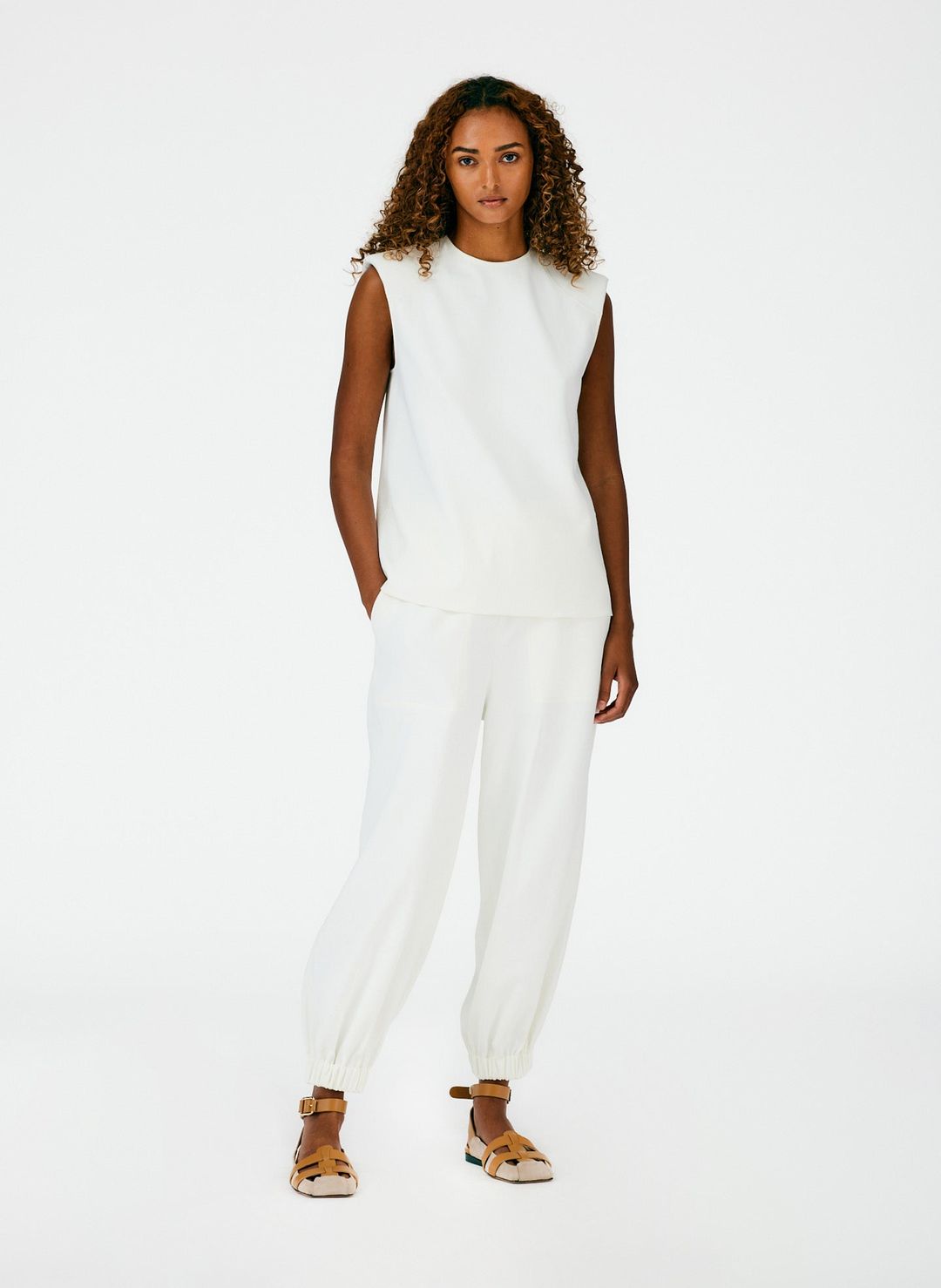Chalky Drape Padded Shoulder Sleeveless Top #6