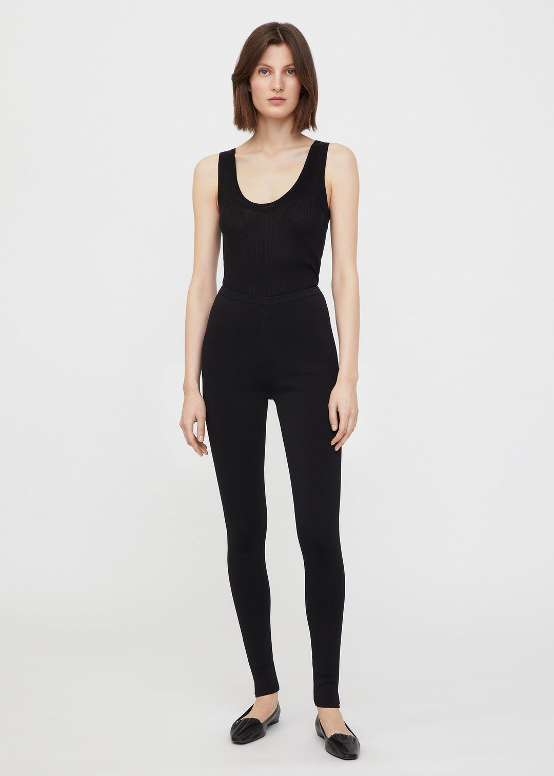 Compact knit leggings black