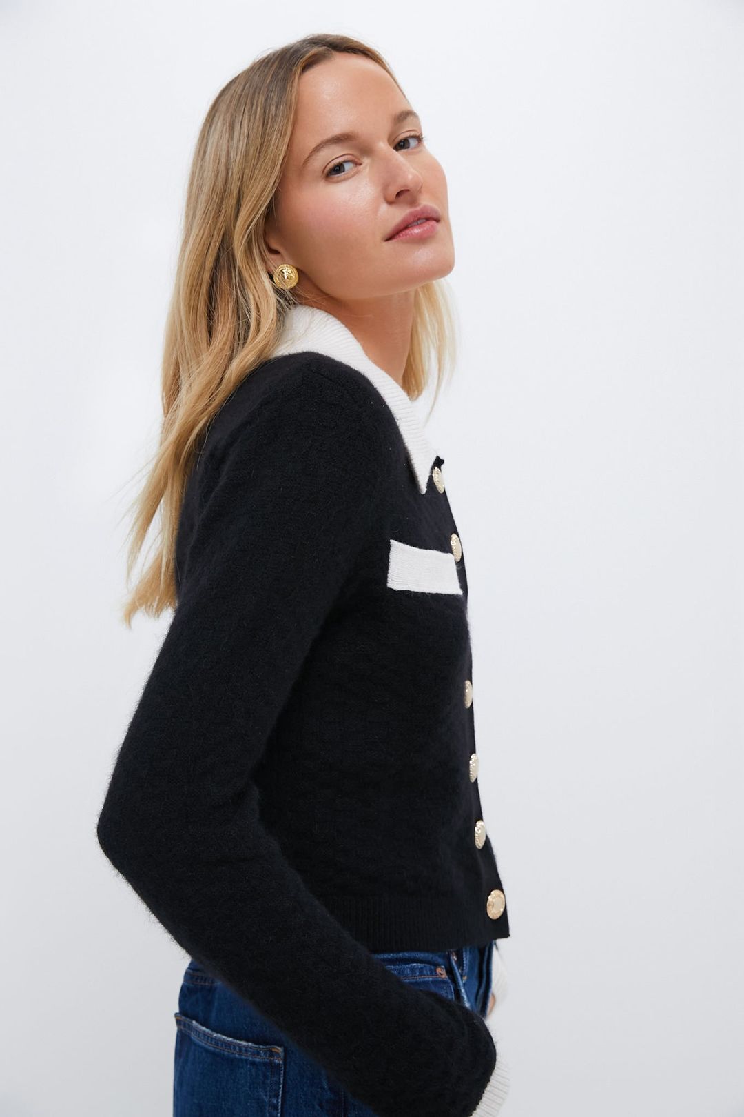 Black Textured Cardigan #3