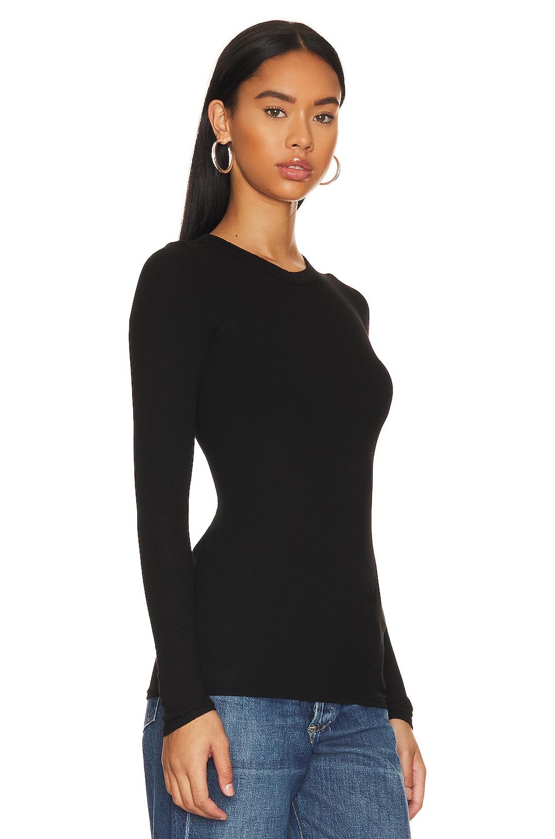 Knit Long Sleeve Fitted Crew