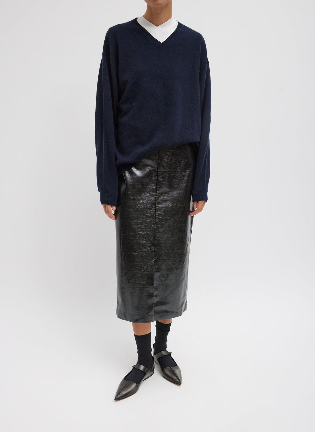 Glossed Jersey Pencil Skirt #4