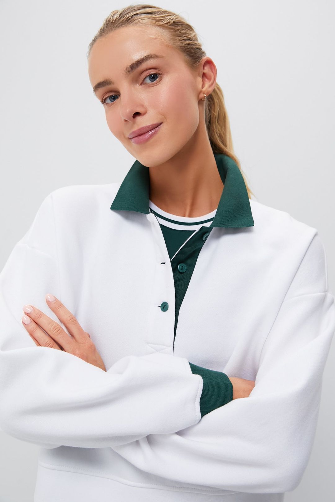 White Miles Collared Pullover #6