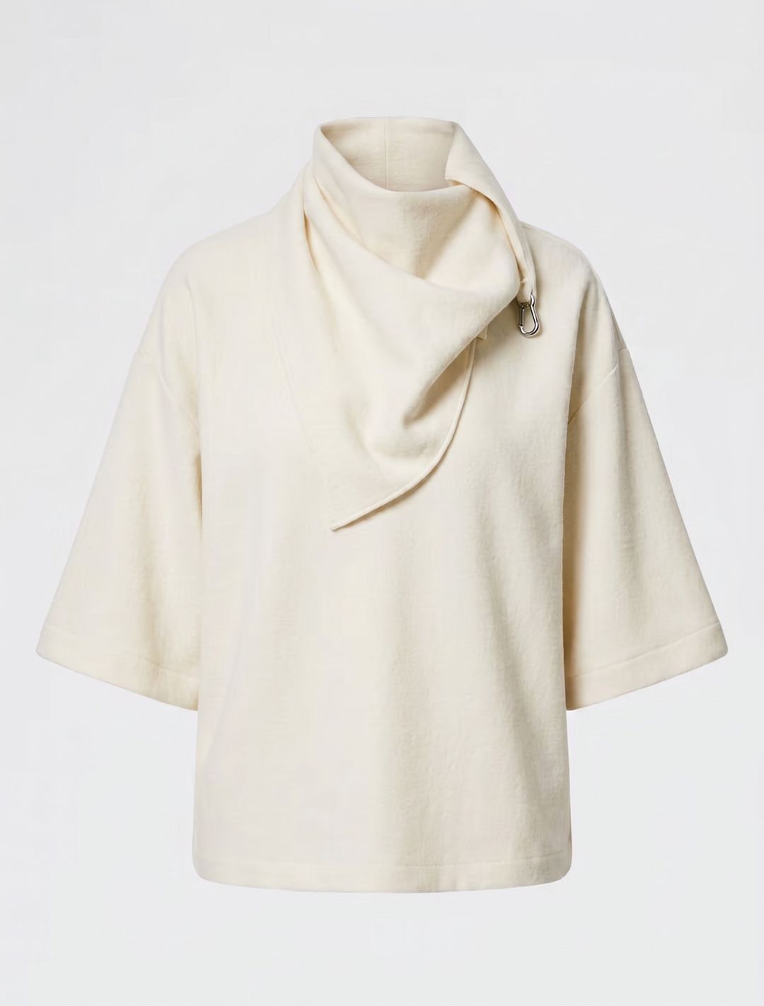 Boiled Wool Sculpted Funnel Neck Top