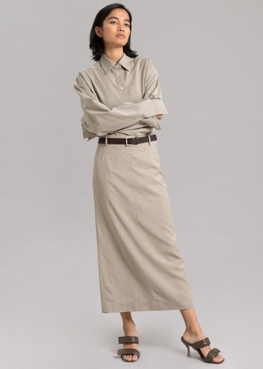 Eli Pencil Skirt - Taupe Melange #9