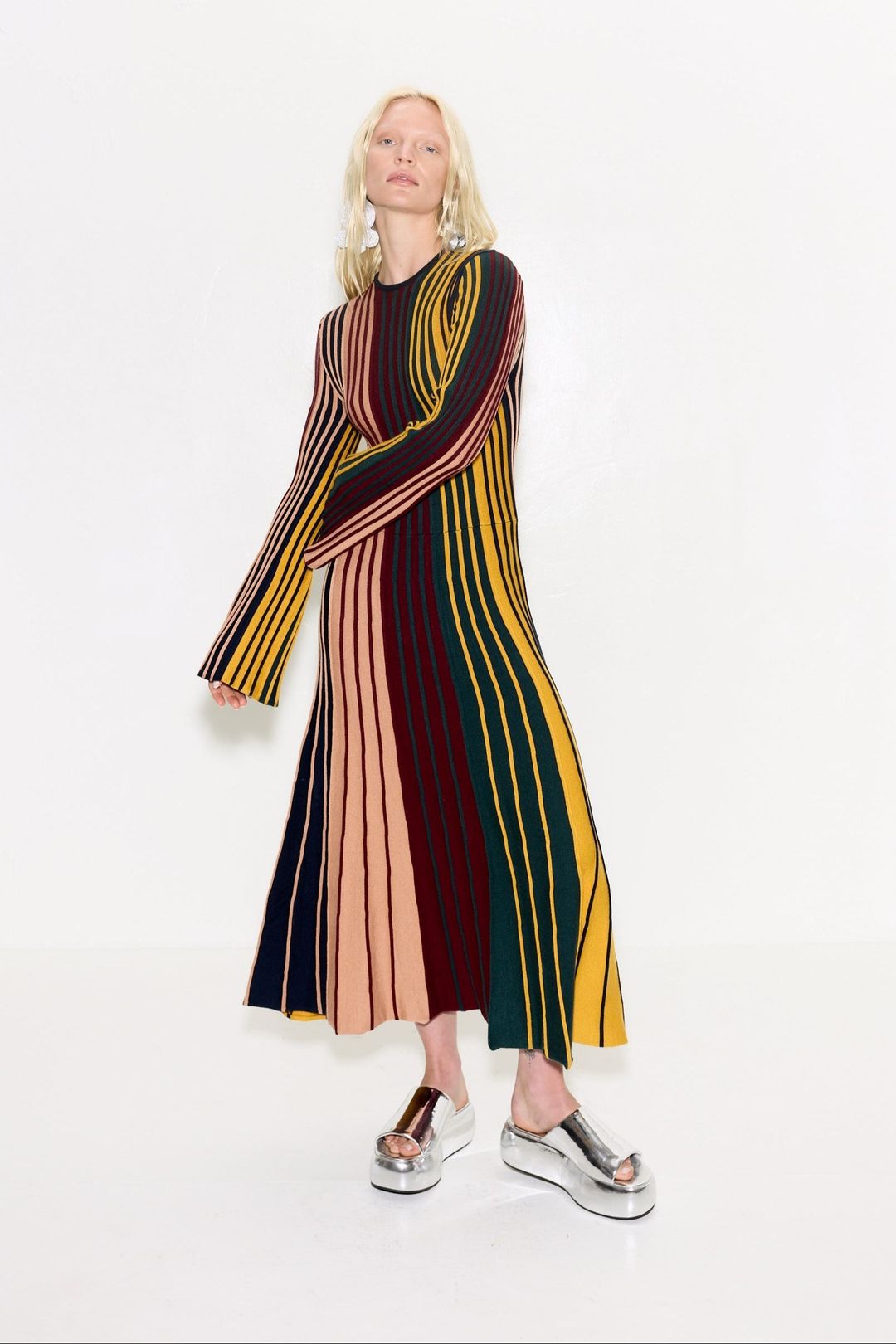 Celia Knit Dress In Multi Color Rib #3