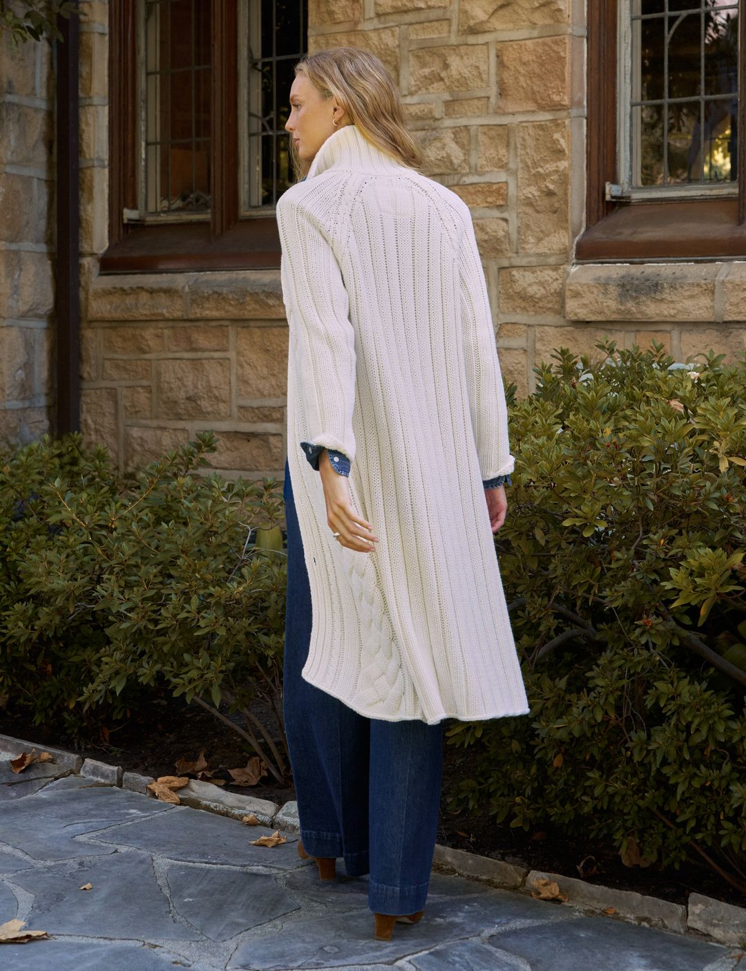 COTSWOLDS COATIGAN Ivory, Pure Italian Cotton