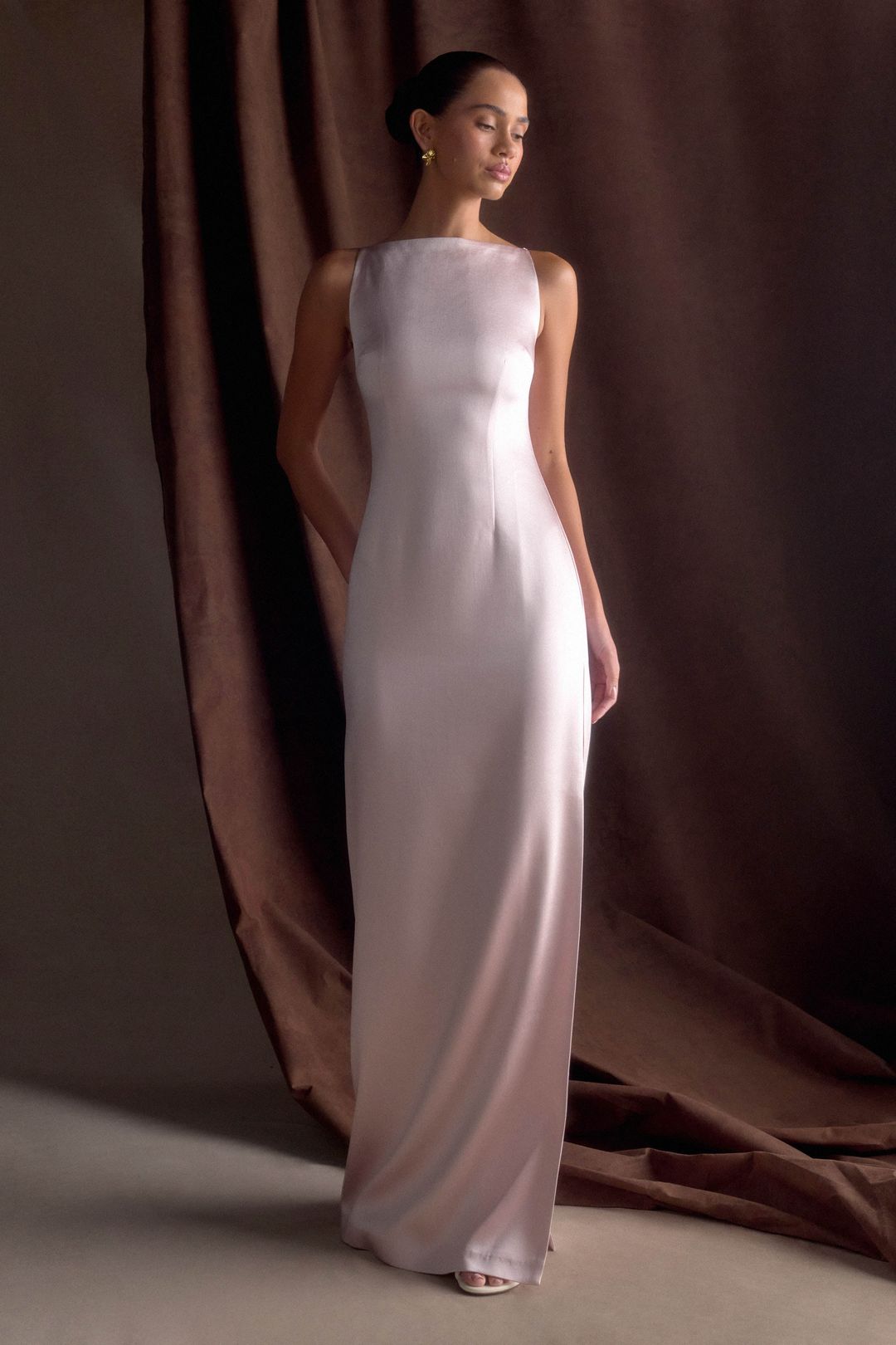 Violet Sleeveless Satin Maxi Dress - Soft Pink #9