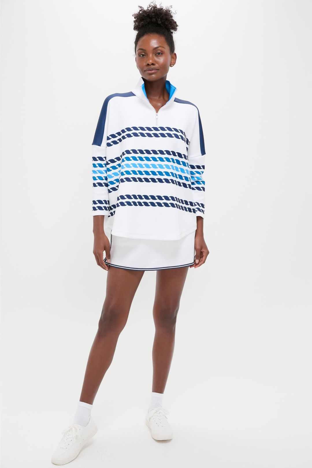White and Blue Tricolor Stripe Hudson Quarter Zip #6