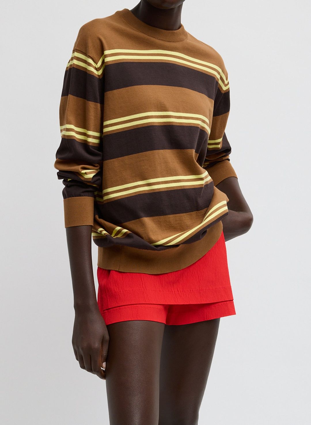 Super Fine Gauge Striped Perfect Crewneck Pullover